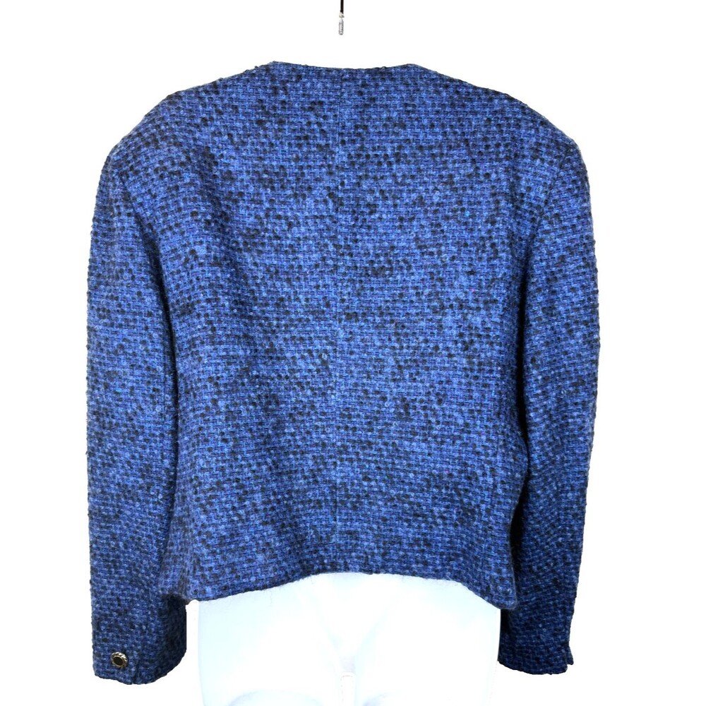 Vintage Pendleton Wool Jacket Blue Black Tweed Boucle Box Crop Large 12 14 - Picture 8 of 12